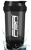 Protein Shaker 500 ml mit Pulverfach - für cremige, klumpenfreie Shakes - Eiweiss Shaker - auslaufsicher - BPA frei - FSA Nutrition - Schwarz