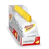 Dextro Energy Liquid Gel, Lemon, 12 x 60 ml, mit Traubenzucker und Koffein, für Ausdauersportler geeignet, ideal für unterwegs, 100 % vegan