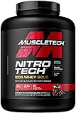 Whey Protein Pulver, MuscleTech Nitro-Tech Whey Gold Protein Isolate & Peptides, Eiweißpulver für den Muskelaufbau, Proteinpulver für Männer und Frauen, Schokolade, 2.51 kg (76 Portionen)