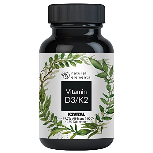 ﻿﻿Vitamin D3 + K2 Depot - 180 Tabletten - Premium: ﻿﻿K2VITAL® von Kappa - 99,7+% All Trans K2-MK7 + 5000 IE Vitamin D3 - Hochdosiert, laborgeprüft, ohne Zusätze und in Deutschland produziert