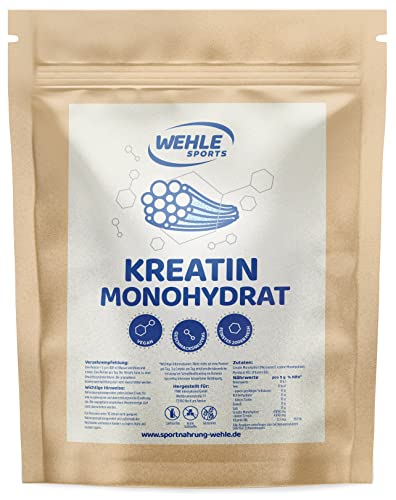 Creatin Monohydrat Pulver 500g - Vegan - Reines Kreatin Monohydrat - Optimale Löslichkeit I Pure Powder ultrafein (Meshfaktor 200) mikronisierter Qualität, Wehle Sports