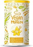 Vegan Protein - VANILLE - Proteinpulver mit Reis-, Soja-, Erbsen-, Chia-, Sonnenblumen- und Kürbiskernprotein - 600g Pulver