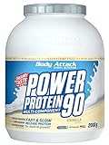 Body Attack Power Protein 90 - Vanilla Cream, 2 kg - Made in Germany - 5K Eiweißpulver mit Whey-Protein, L-Carnitin und BCAA für Muskelaufbau und Fitness