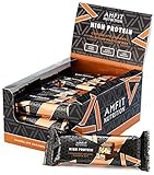 Amazon-Marke: Amfit Nutrition Proteinriegel mit niedrigem Zuckergehalt (19,6gr Protein - 1,6gr Zucker) mit Schokoladen-Karamell Geschmack - 12er Pack (12 x 60g)
