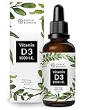 Vitamin D3-1000 I.E. pro Tropfen - 50ml (1750 Tropfen) - In MCT-Öl aus Kokos - Hochdosiert, flüssig