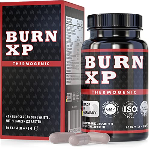 BURN XP - Thermogener Burner, von führenden Body-Experten entwickelt, mit Carnitin + Grüner Tee Extrakt, wissenschaftliche Formel, Made in Germany, 60 Kapseln