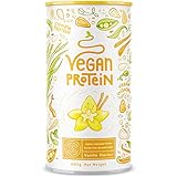 Vegan Protein - VANILLE - Pflanzliches Proteinpulver aus gesprossten Reis, Erbsen, Sojabohnen, Leinsamen, Amaranth, Sonnenblumen- und Kürbiskernen - 600g Pulver