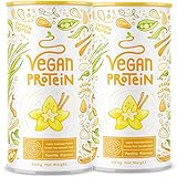 Vegan Protein - VANILLE - Veganes Proteinpulver mit Reis-, Soja-, Erbsen-, Chia-, Sonnenblumen- und Kürbiskernprotein - 1,2kg Pulver